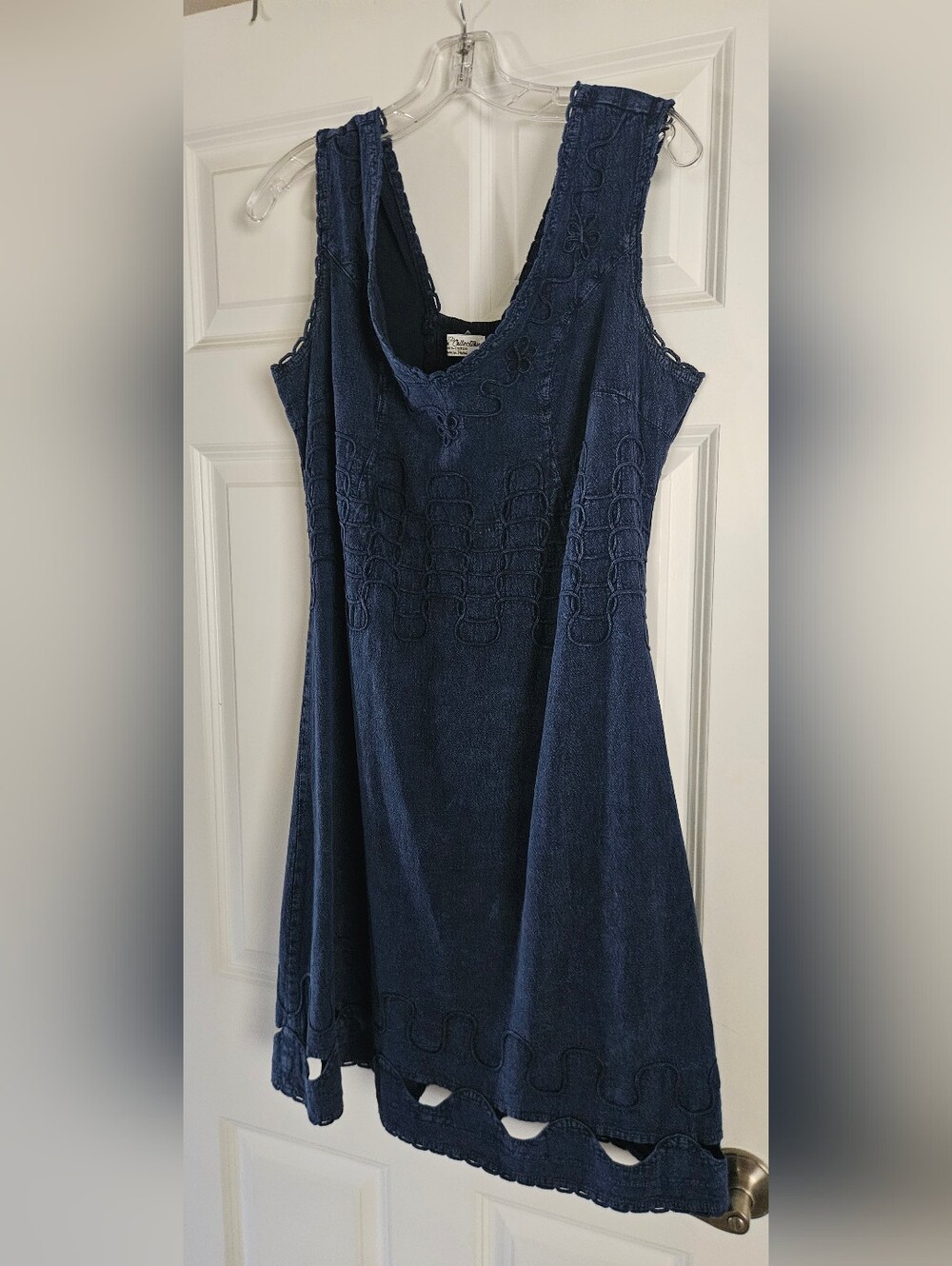 Collection B Deep Navy Embroidered Scoop Midi Dress